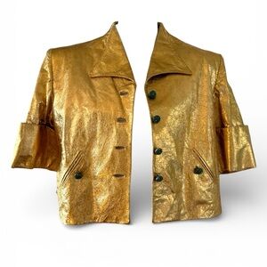 Vintage gold leather crop jacket fragile, flawed, fabulous small